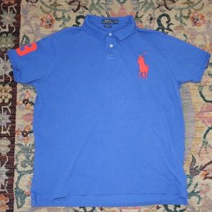 Blue Ralph Lauren Big Pony Custom Fit Polo Shirt